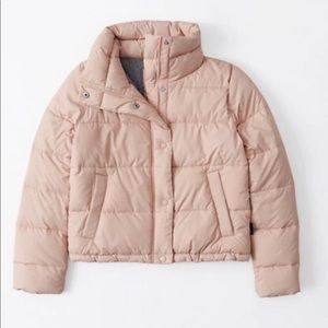 Abercrombie and Fitch blush pink puffer jacket